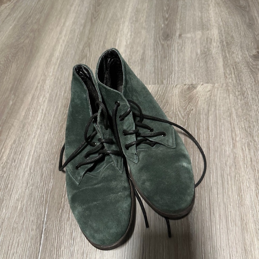 Booties dark green genuine  suede size 6.5/7